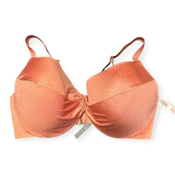 VICTORIA’S SECRET Women’s Rose Gold Twist Front Push-Up Bikini Top Size 38DDD - Picture 1 of 10